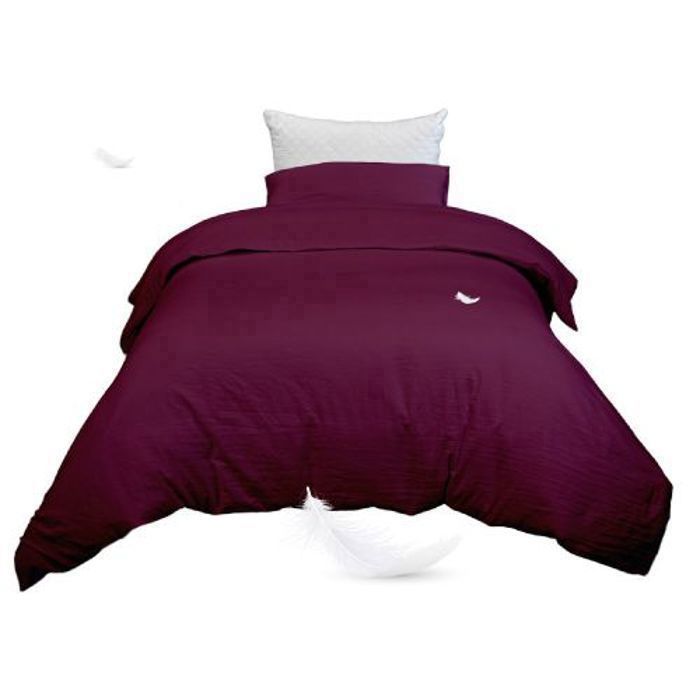 Housse de couette - DWIRTY - AUBERGINE - 160x220cm - Antiallergique - Microfibre