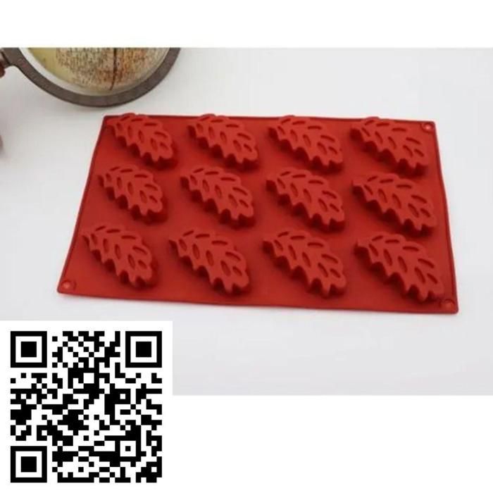 Moule à Biscuits en Silicone 12 Cavités, Forme de Feuille, Idéal pour Pâtisserie