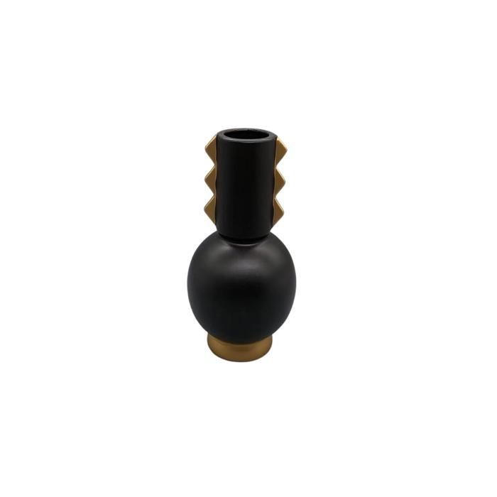 Vase - MF - Maya - Noir - Or - 12,4x12,4x24,5 cm