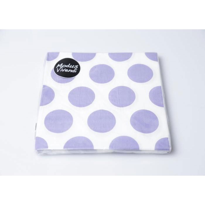 Serviettes - MODUS VIVENDI - 33x33cm - Mauve et Blanc - Lot de 20 - Lavables