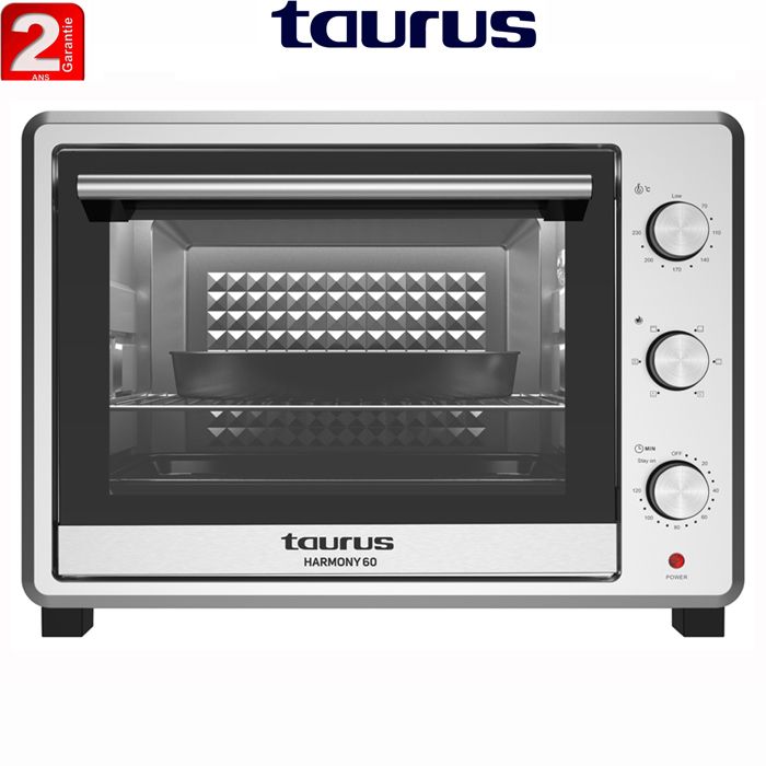 Four Electrique Inox HARMONY 60L ,2200W double vitrage, lampe , Température jusqu'à 230C°, Convection - 2 ans de garantie