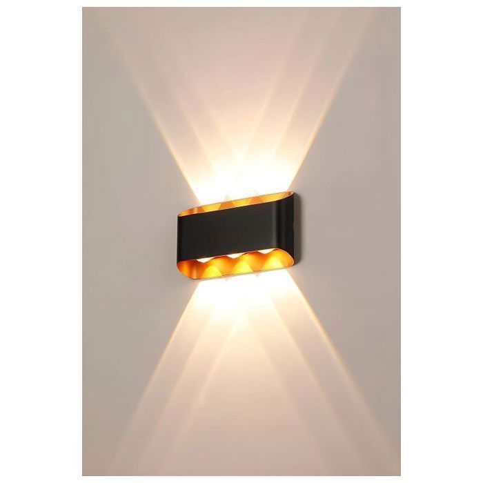Applique murale LED - 6 têtes - Noir - Aluminium Up Down COB - Vintage - Étanche -