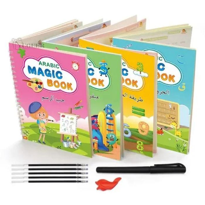 Ensemble de 4 Magic Book - Apprentissage Numérique, Lettres, Peinture