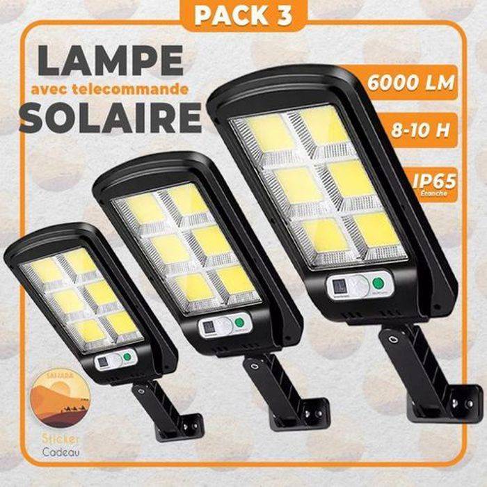 Projecteur solaire - PACK 3 - Détecteur de mouvement - Télécommande - IP65 - LED rechargeable