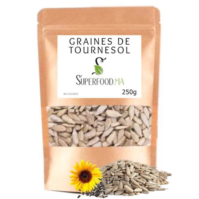 Graines de tournesol - Non salées - 250g - Riche en antioxydants - Source de vitamines - Complément nutritionnel