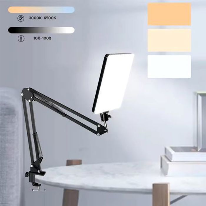 Lampe de Studio Photo et Video Éclairage LED, Panneau avec Support de Bras à Ciseaux