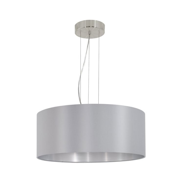 Suspension MASERLO E27 3X60W en acier nickel mat D530mm