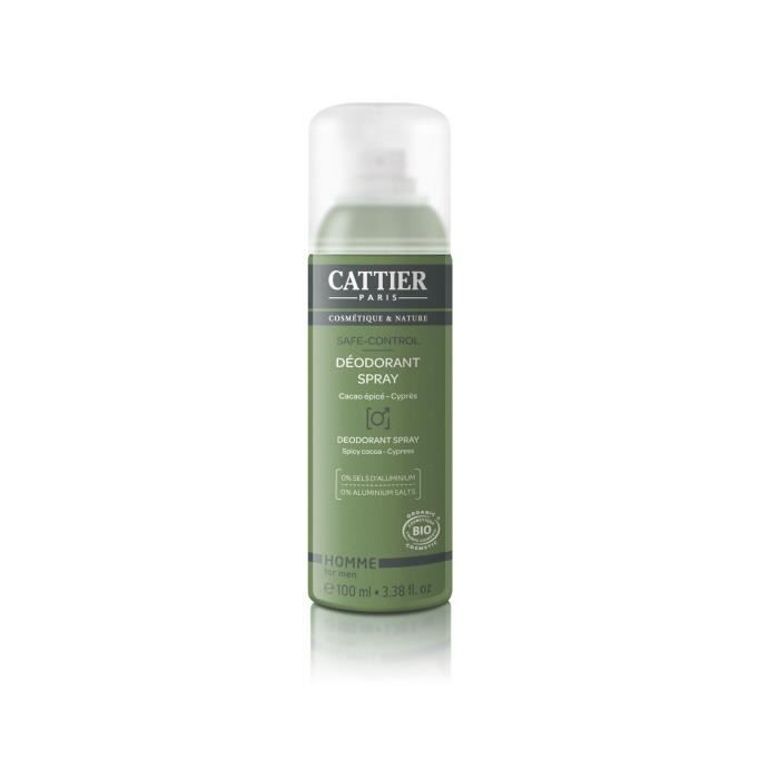 Déodorant Spray - CATTIER - Safe-Control - 100ml - Sans sels d'aluminium - Homme