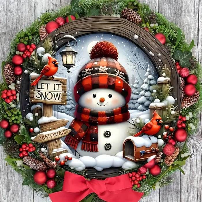 Couronne de Noël en Bois Charmante avec Design 3D Pain d'Épice & Père Noël - Parfaite