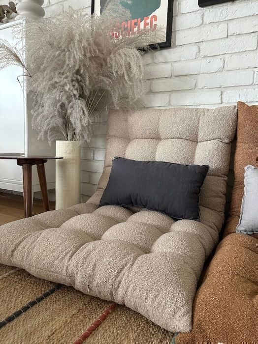 Fauteuil lounge - Non spécifié - Beige - Tissu bouclé - Confort exceptionnel - Design moderne