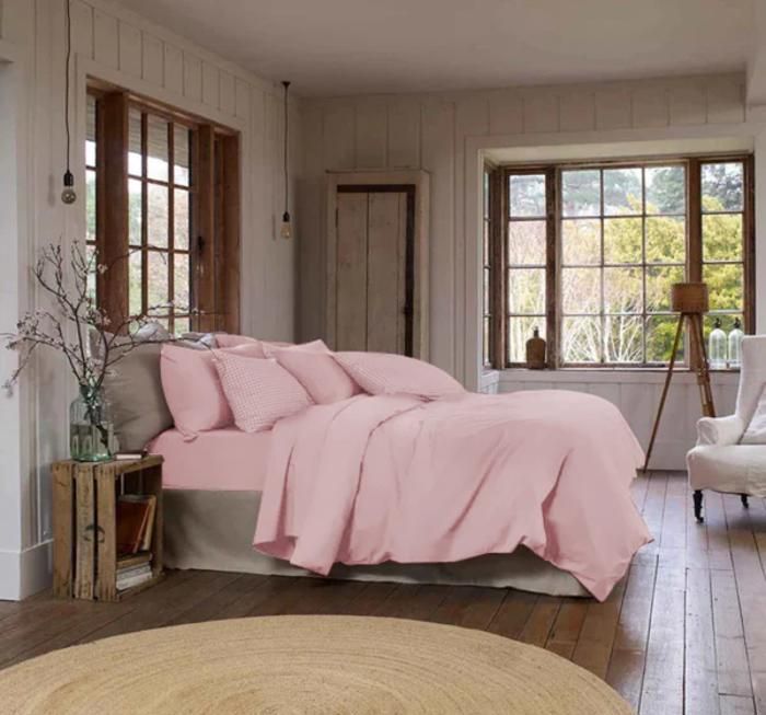 Parure de housse - HALE - Rose poussiéreux - 100% coton égyptien - 240x240 cm - Lavable
