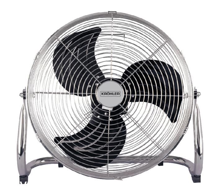 Ventilateur au sol - KRÖHLER - 45cm - 120W - Inox et Aluminium - 3 Vitesses