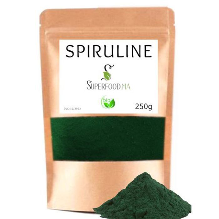 250g - SPIRULINE BIO EN POUDRE - ANTIOXYDANT, RICHE EN FER, ENERGIE...