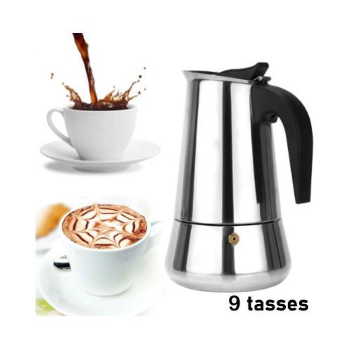 Cafetière Portable - Inox - Espresso Maker - 9 Tasses - Compatible Tous Appareils - Ergonomique