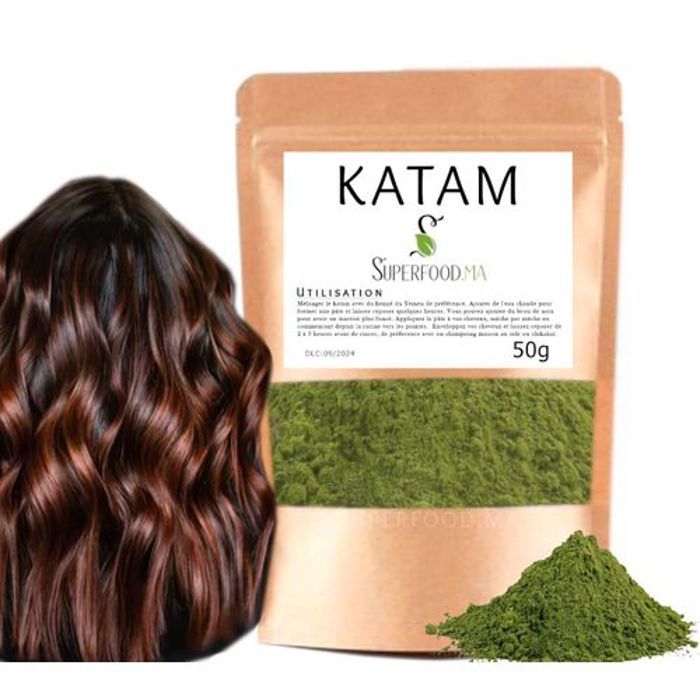 Coloration capillaire végétale - KATAM - Marron - 100% Naturel - Vegan - 50g