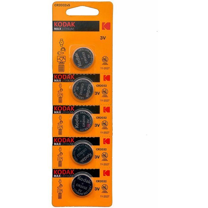 Kodak Pack de 5Batterie Piles MicroLithium Cell CR2032 3V Pour Montres et Electronique