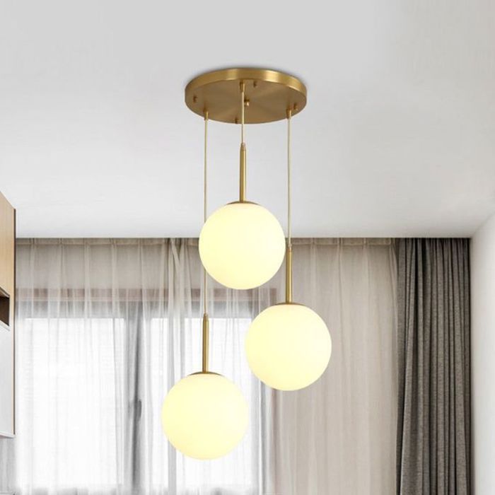Suspension Minimaliste en Verre avec Boule Blanche Givrée,Lampe Suspendue Moderne 15CM