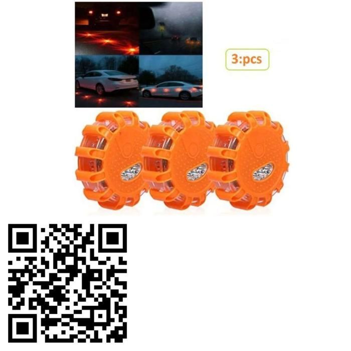 Lot de 3 lampes de sécurité d’avertissement avec base magnétique pour voiture
