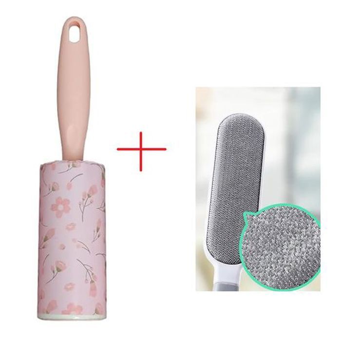 Lot De Brosse d'épilation double face rouleau de charpie Rouleau à peluches avec poignée