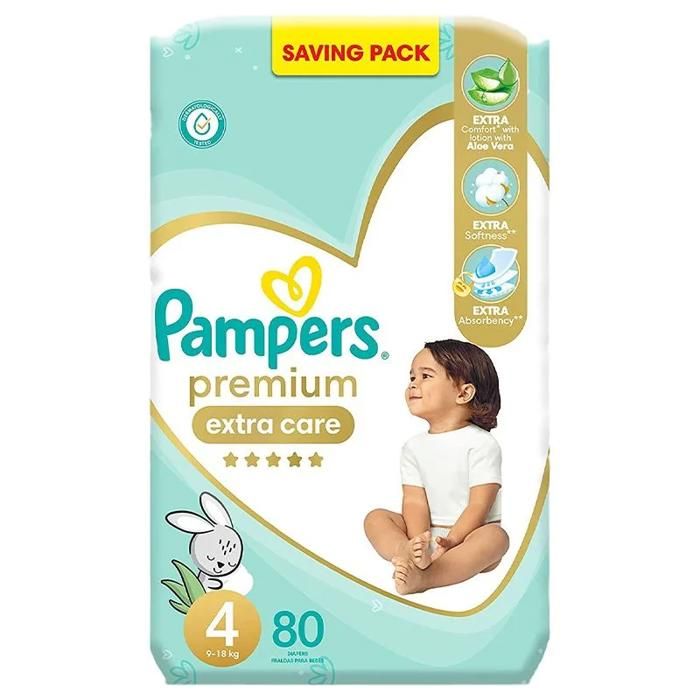 COUCHES PAMPERS PREMIUM TAILLE 4 80 UNITES