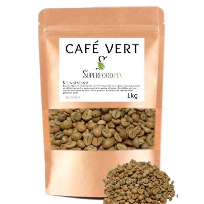 CAFÉ VERT NON TORRÉFIÉ - BRULE GRAISSE 100% NATUREL, COUPE FAIM, REGIME 1kg
