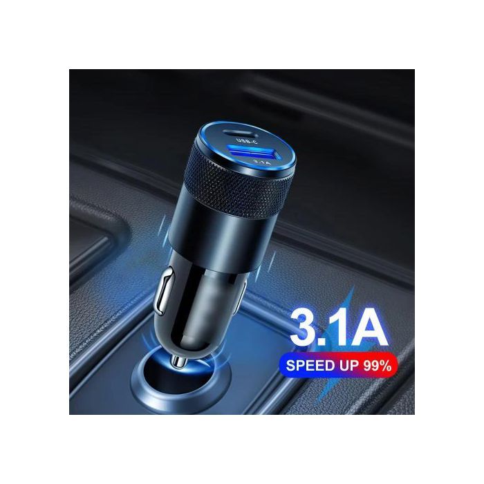 Adaptateur de voiture à charge rapide 3.1A , QUICK Chargeur 68W, PD, USB et USB-C, pour iPhone Samsung Huawei..