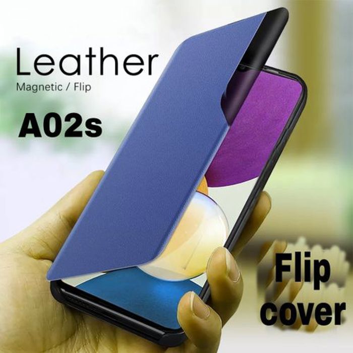Pochette Samsung A02S Case Leather Wallet Flip Cover Case Bleu