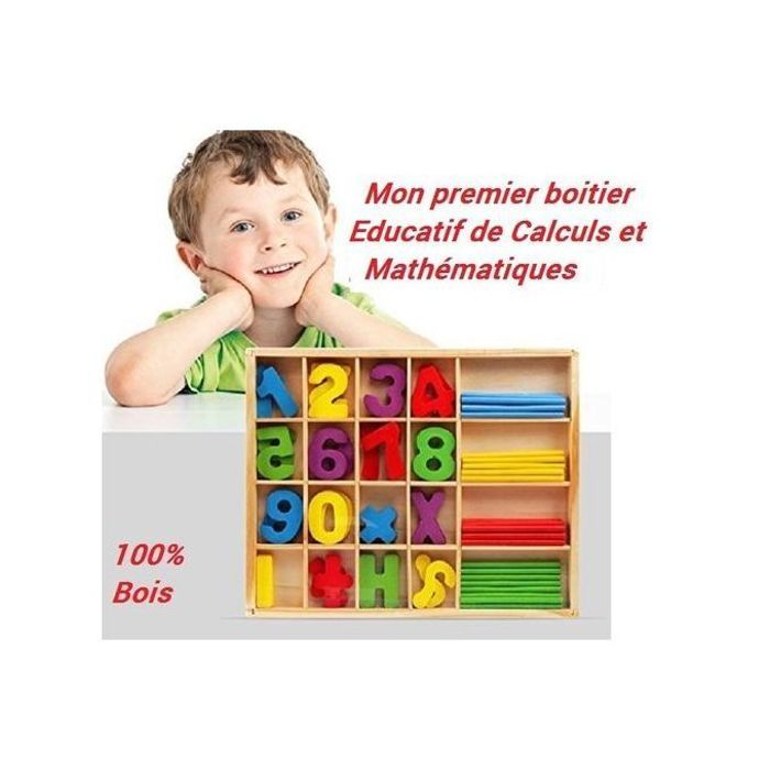 Boitier Éducatif en Bois - Calculs & Mathématiques - Multicolore