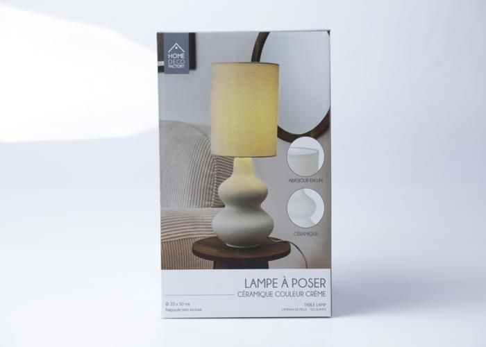 Lampe - Crème - 50cm - Céramique - Abat-jour en Lin - Style Classique