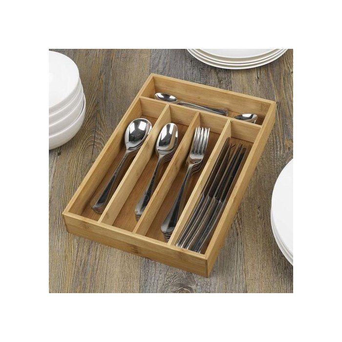 Organisateur en bambou - AYA HOME - 30cm/20cm - 6 compartiments - Résistant aux rayures - Écologique