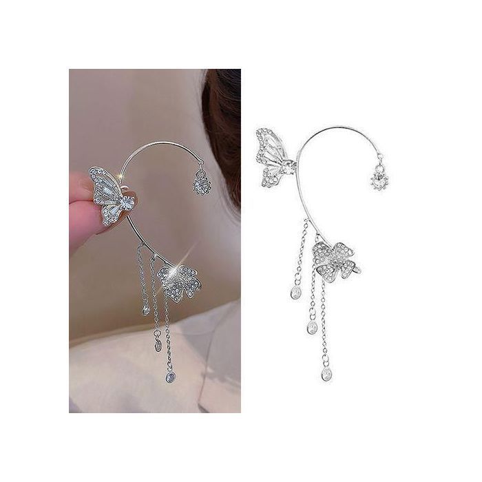 Boucles d'Oreilles 2 Pcs Sans Piercing,  en Cuivre Papillon,  Boucle Argentés Pour Femme