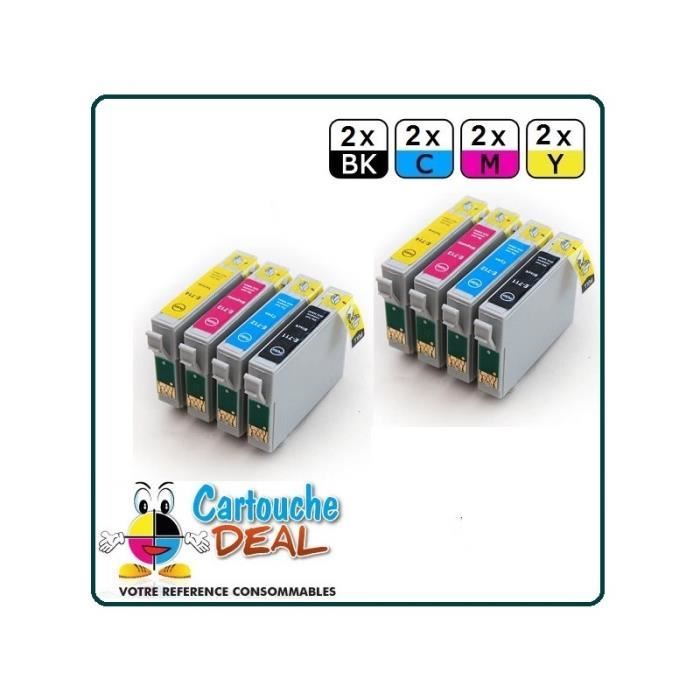 EPSON T0715 :Lot 8 kompatibla patroner Stylus S20 S21 SX100 SX105 SX110 SX115 SX200 SX205 SX210 SX215 T0711 T0712 T0713 T0714