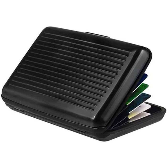 Porte Cartes - Aluminium - 6 Compartiments - Anti RFID - Protection Données - Noir