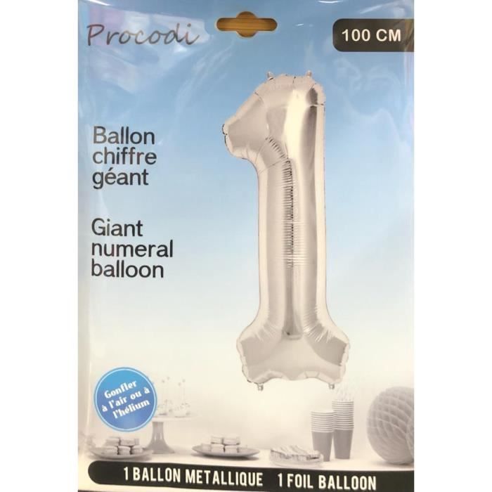 BALLON NUMERIQUE 1 ARGENTE 1M