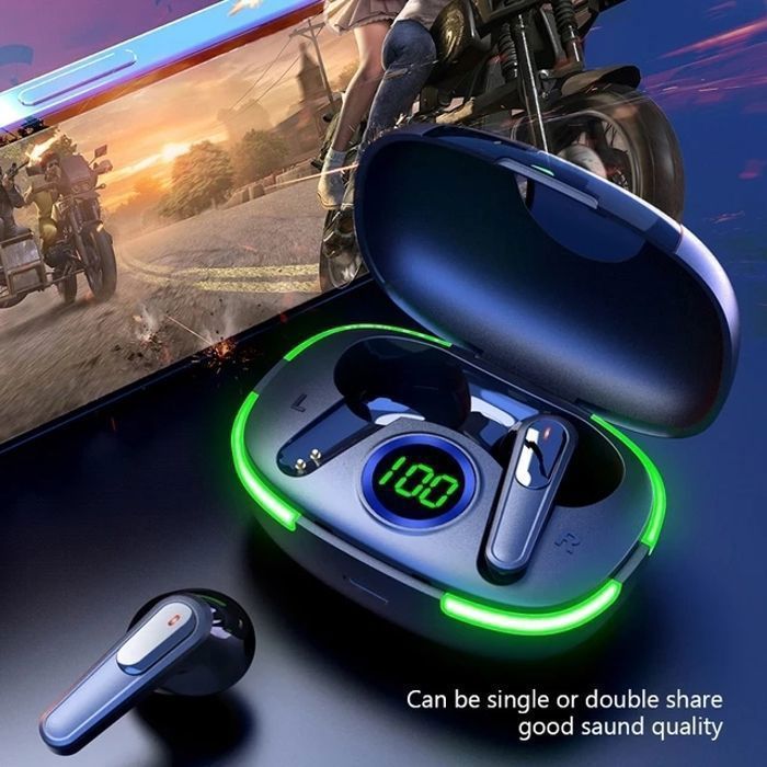 Écouteurs Bluetooth 5.3 stéréo sans fil TWS Pro 80, Earbuds d'écoute avec micro, affichage LED
