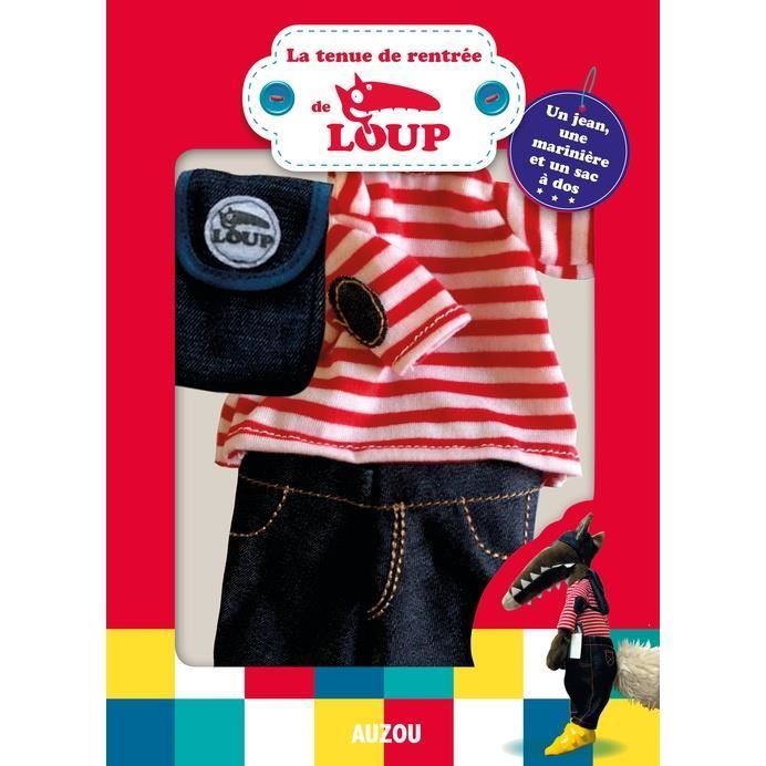 La tenue de ville de Loup. Un jean, une jolie marinière et un sac à dos