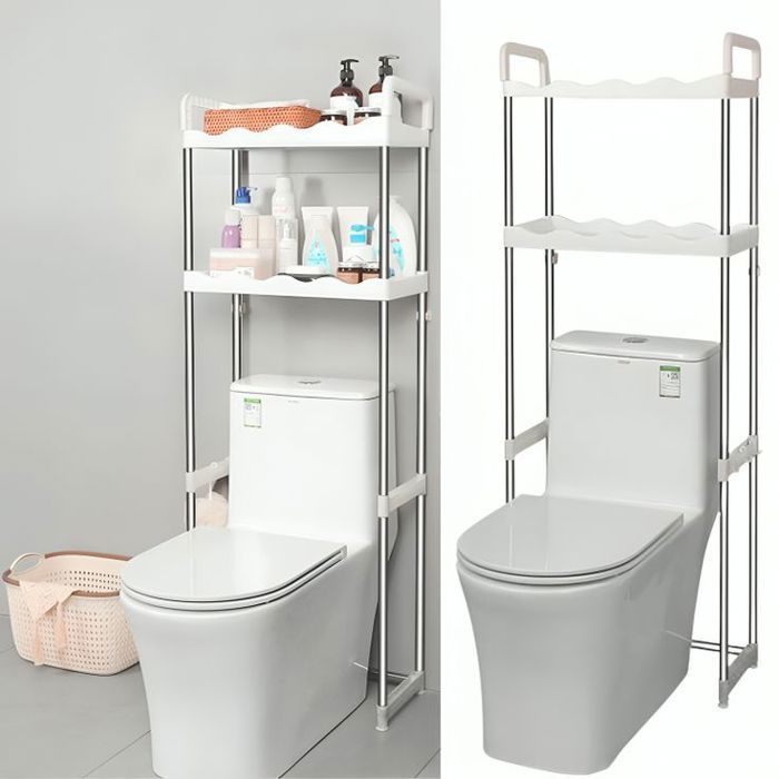 Etagère de salle de bain - Inox - 2 niveaux - Capacité 20 kg - Antidérapante - Installation facile