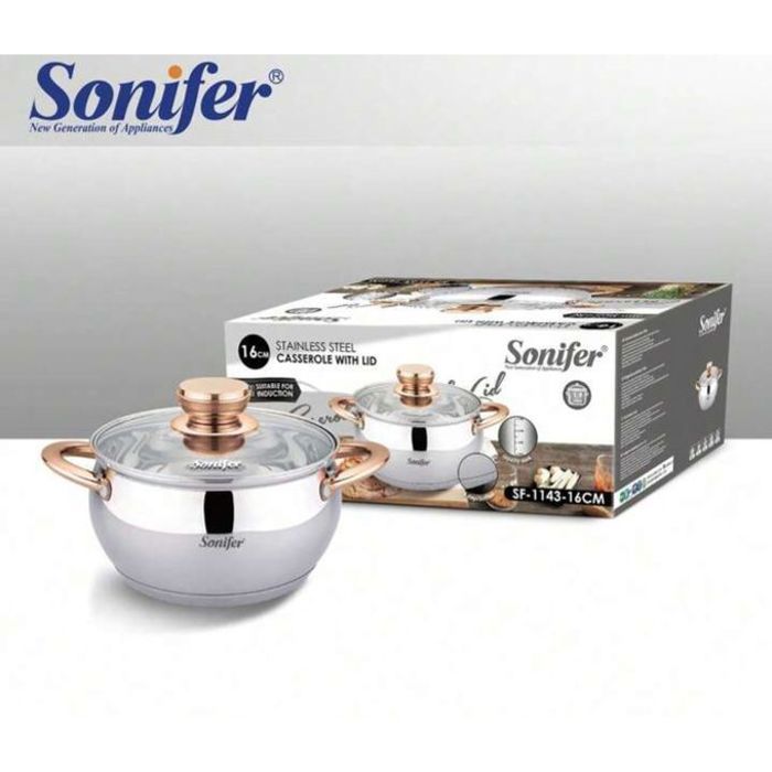 Casserole - SONIFER - 6,1L - 24cm - Inox - Compatible Induction