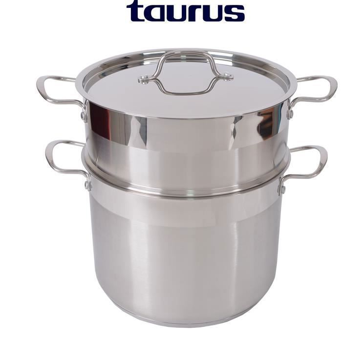 Couscoussier - TAURUS - 10LT - Inox - Compatible tous feux - Couvercle inclus