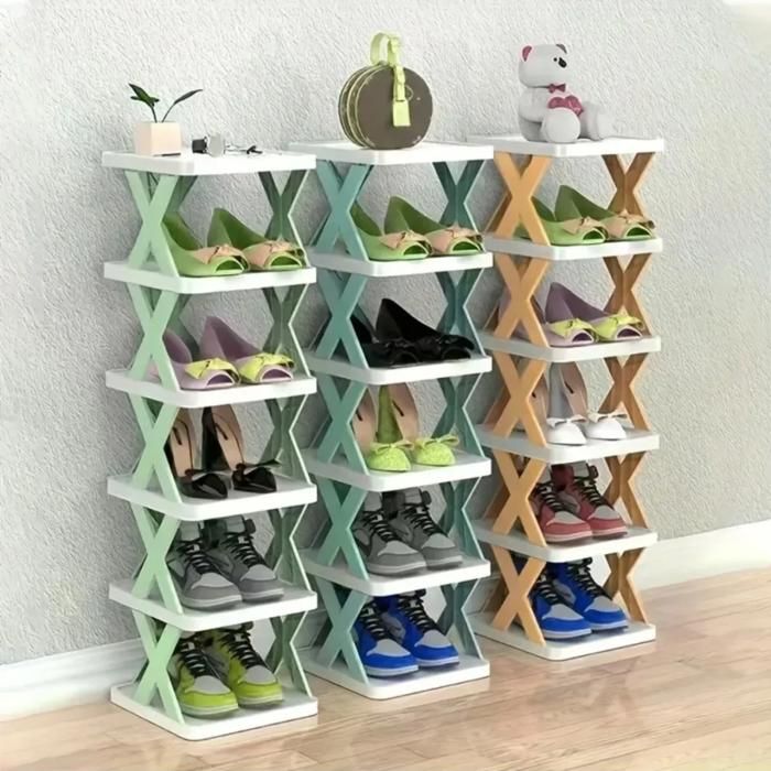 Étagère à chaussures pliante à assemblage simple à cinq couches (Couleur aléatoire)