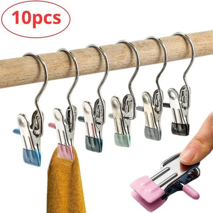 Kit de 10 Crochets Portables en Acier Inoxydable - Vêtements