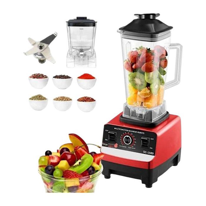 Robolux Blender Mixeur 5000W - Robot de Cuisine Multifonction avec 15 Vitesses, 2 Bols Incassables, 6 Lames Inox - 2,5L + 0,5L
