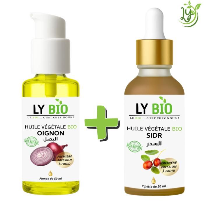 LYBIO PACK HUILE OIGNON 50ML - POMPE + HUILE SIDR 50ML - PIPETTE