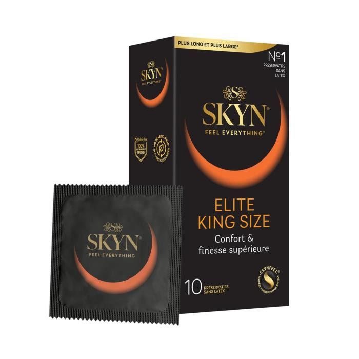 Elite King Size : 10 Préservatifs Extra large et ultra fins, sans latex SKYNFEEL