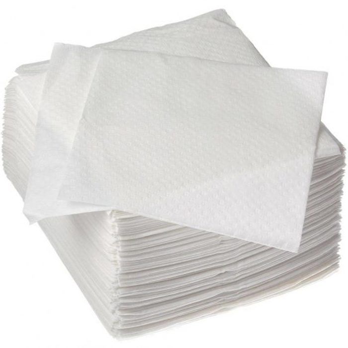 Pack de Serviettes Papier blanc en pure ouate de cellulose 1 plis de taille 30x30 cm