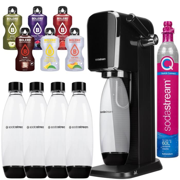 Kolsyrningsmaskin - SodaStream - Art Noir - 4 flaskor 1L - 1 cylinder CO2 - 6 sticks utan socker