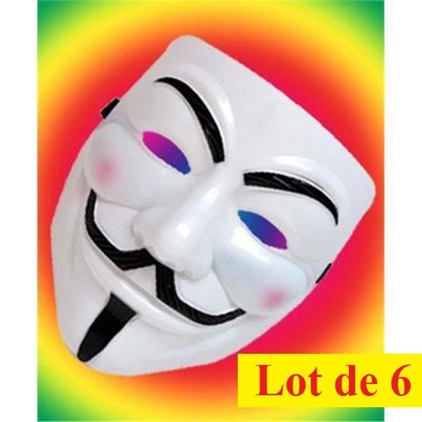 Lot de 6 masques V pour adulte - Blanc - Garantie 2 ans