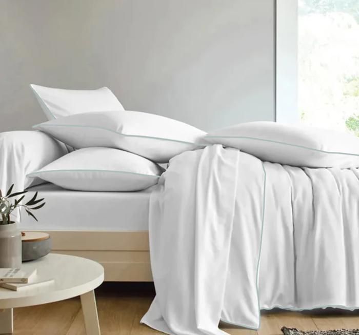 Parure de housse - HALE - 240x240 cm - 100% coton égyptien - Satin de coton 600 fils - Blanc