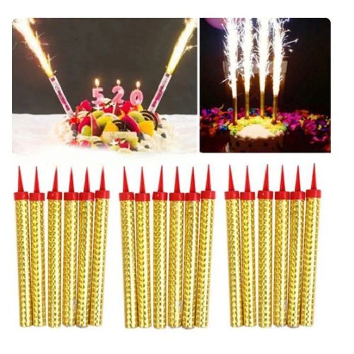Bougies scintillantes - Lot de 18 - Doré - Décoration de gâteau - Anniversaire - Mixte