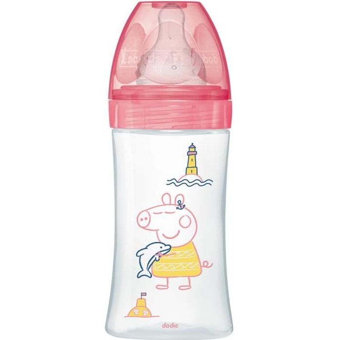 Dodie Biberon Initiation+ Anti-Coliques 3 Vitesses +0m Peppa Pig 270ml